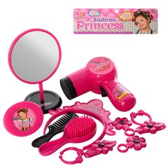 Детский игрушечный набор парикмахера MDX556-1 фен-воздух, расчес, зеркало, корона, серьги, на бат,