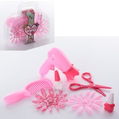 Детский игрушечный набор парикмахера HC358C фен, расческа, ножницы, накладные ногти, флаконы, в чемодане, карт.обертке
