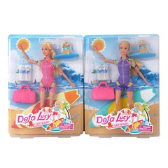 Кукла DEFA 8471 29 см, шарнирная, доска для серфинга, сумка