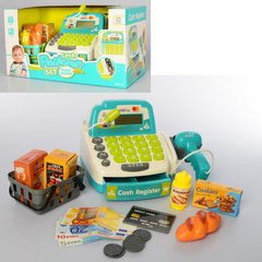 Детский игрушечный кассовый аппарат 35532A микрофон, калькулятор, сканер, продукты, звук, свет