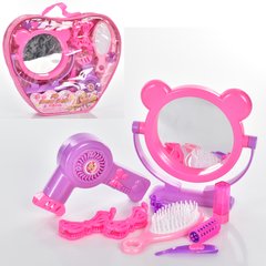 Детский игрушечный набор парикмахера A331 фен, зеркало на подставке, расческа, заколочки, в сумке.