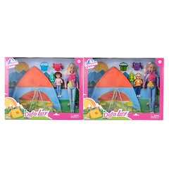 Кукла DEFA 8474 29 см, с дочкой, палатка, набор туриста