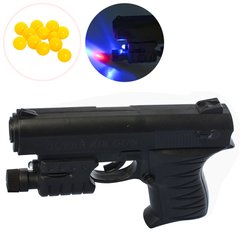 Детский игрушечный пистолет 0621B на пульках, 15см, свет, лазер таблке