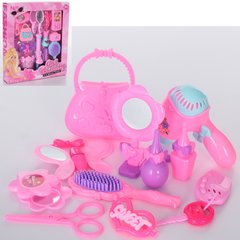 Дитячий іграшковий набір перукаря SP616-3-4 Фен, дзеркало, гребінець, шпилька, 2 види телефон / сумочка