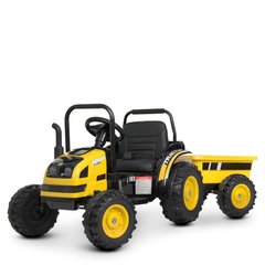 Детский электромобиль Трактор, с прицепом, желтый (4419EBLR-6)