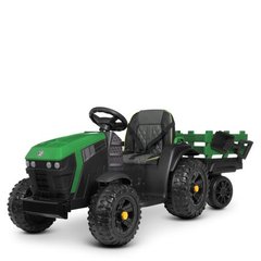 Детский электромобиль Трактор, с прицепом, зеленый (4463EBLR-10)