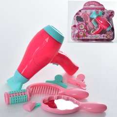 Дитячий іграшковий набір перукаря HC353A Фен-повітря, гребінець, дзеркало, заколочки, на аркуші