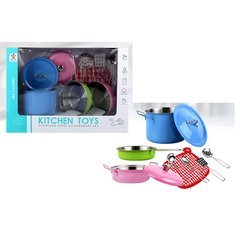 Дитячий іграшковий набір посуду 988-B8 каструля, сковорідка, кухонний набір, метал, прихватки